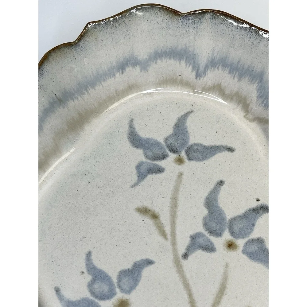 Bay Pottery Scalloped Edge Bowl Tray Platter Oyster Floral‎ Virginia Art Pottery
